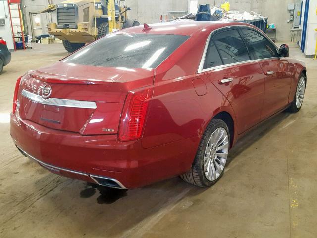 1G6AX5S34E0146223 - 2014 CADILLAC CTS LUXURY RED photo 4