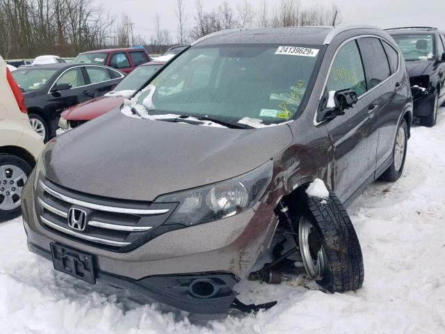 2HKRM4H71EH665410 - 2014 HONDA CR-V EXL GRAY photo 2