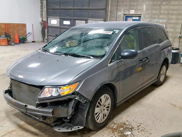 5FNRL5H27EB043762 - 2014 HONDA ODYSSEY LX GRAY photo 2