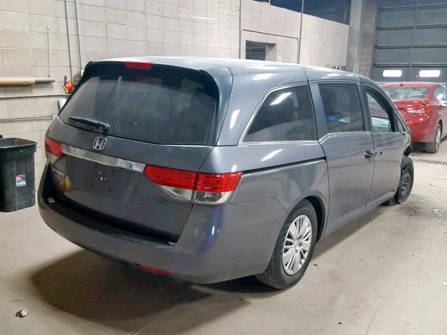 5FNRL5H27EB043762 - 2014 HONDA ODYSSEY LX GRAY photo 4