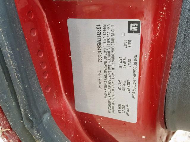 1G2ZH17N984164895 - 2008 PONTIAC G6 GT 红色 照片 10