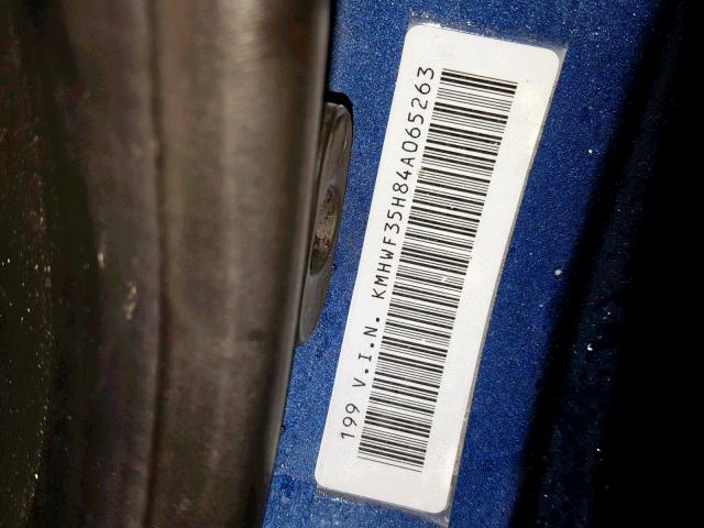 KMHWF35H84A065263 - 2004 HYUNDAI SONATA GLS BLUE photo 10