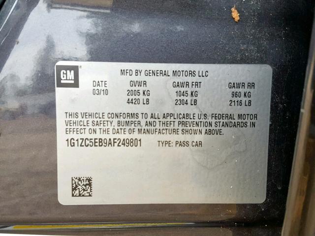 1G1ZC5EB9AF249801 - 2010 CHEVROLET MALIBU 1LT GRAY photo 10