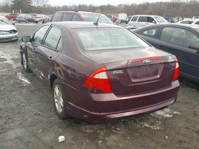 3FAHP0GA8BR304053 - 2011 FORD FUSION S BURGUNDY photo 3