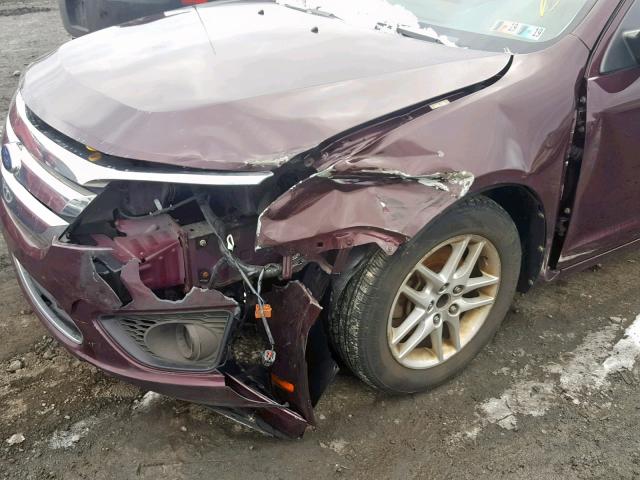 3FAHP0GA8BR304053 - 2011 FORD FUSION S BURGUNDY photo 9