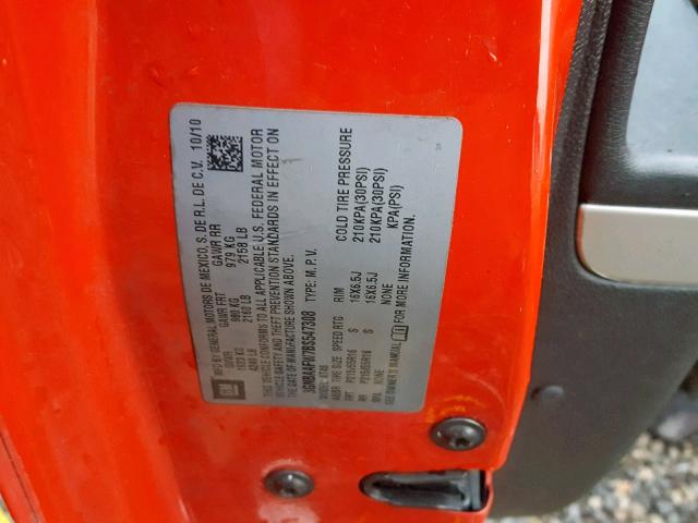 3GNBAAFW7BS547308 - 2011 CHEVROLET HHR LS წითელი ფოტო 10