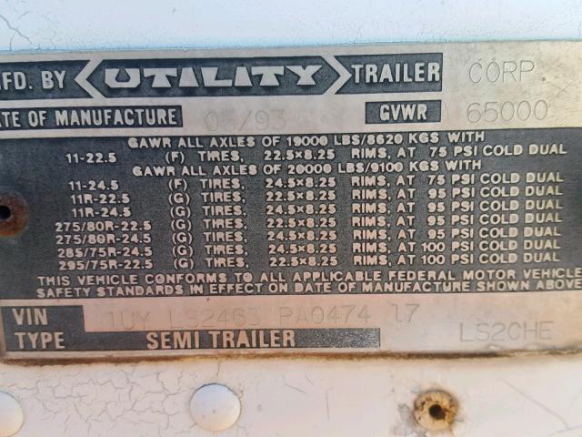 1UYLS2463PA047417 - 1993 BOX TRAILER WHITE photo 10