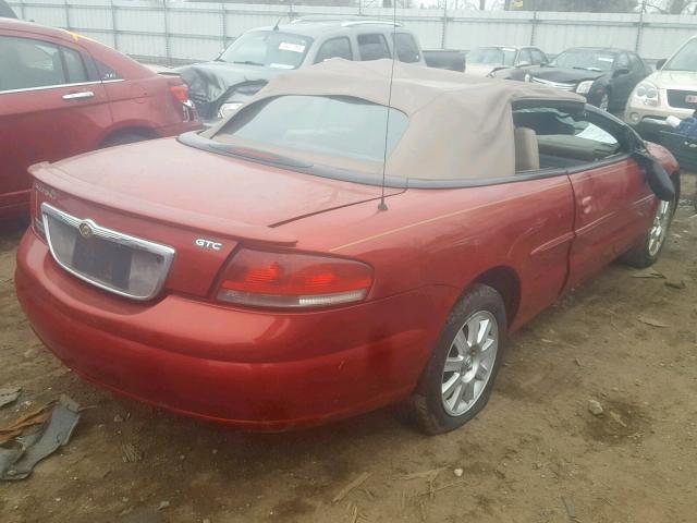 1C3EL75R54N391379 - 2004 CHRYSLER SEBRING GT RED photo 4