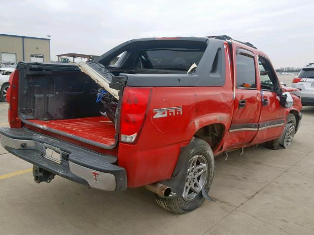 3GNEC12T74G269938 - 2004 CHEVROLET AVALANCHE RED photo 4