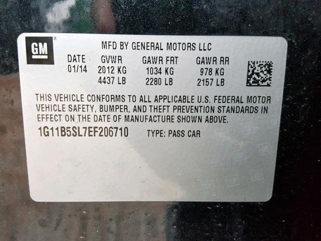 1G11B5SL7EF206710 - 2014 CHEVROLET MALIBU LS BLACK photo 10