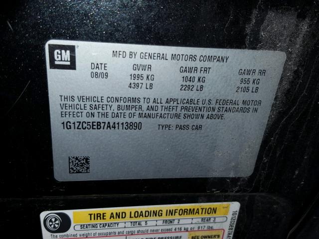 1G1ZC5EB7A4113890 - 2010 CHEVROLET MALIBU 1LT BLACK photo 10