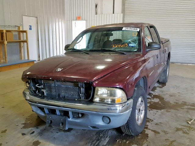 1B7HL2AN01S224603 - 2001 DODGE DAKOTA QUA MAROON photo 2