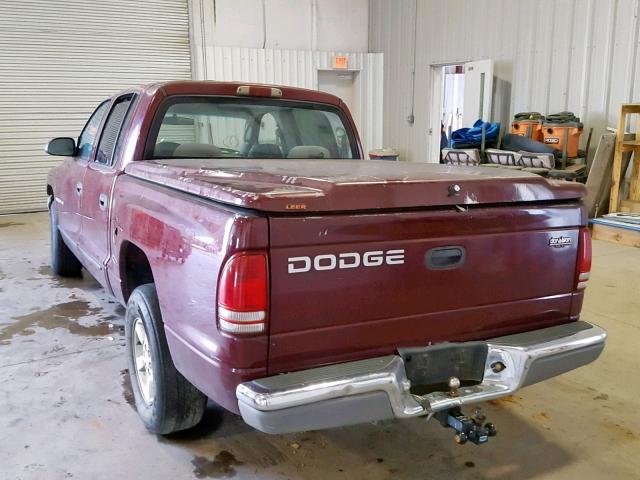 1B7HL2AN01S224603 - 2001 DODGE DAKOTA QUA MAROON photo 3