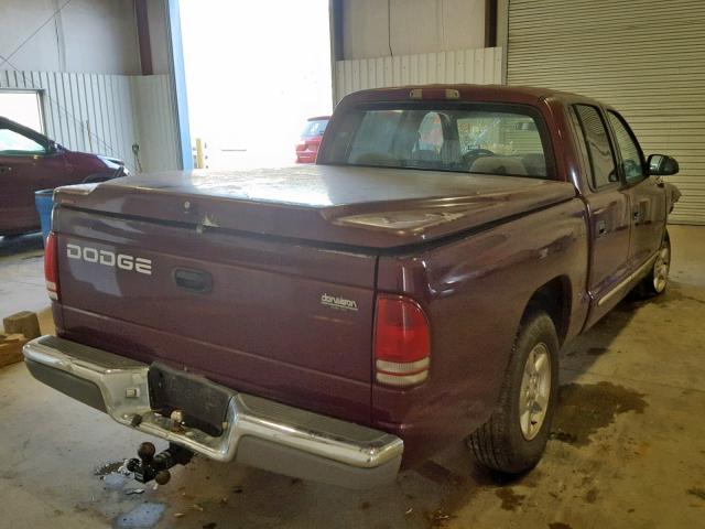 1B7HL2AN01S224603 - 2001 DODGE DAKOTA QUA MAROON photo 4