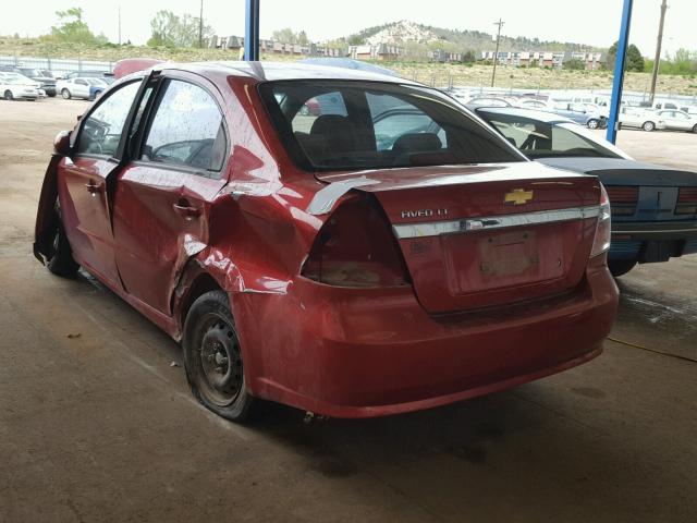 KL1TD56E09B393802 - 2009 CHEVROLET AVEO LS RED photo 3