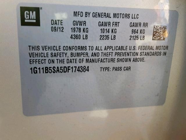 1G11B5SA5DF174384 - 2013 CHEVROLET MALIBU LS CREAM photo 10