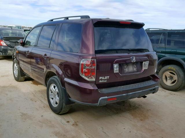 5FNYF28218B027661 - 2008 HONDA PILOT VP MAROON photo 3