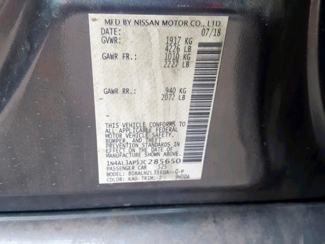 1N4AL3AP5JC285650 - 2018 NISSAN ALTIMA 2.5 GRAY photo 10