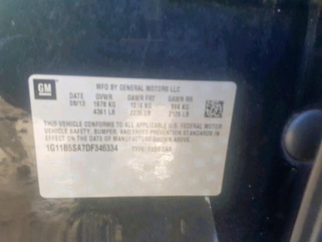 1G11B5SA7DF346334 - 2013 CHEVROLET MALIBU LS BLACK photo 10