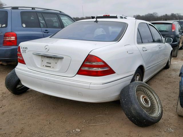 WDBNG70J31A198103 - 2001 MERCEDES-BENZ S 430 WHITE photo 4