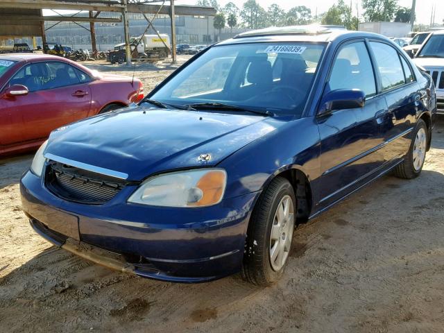 1HGES26721L055762 - 2001 HONDA CIVIC EX BLUE photo 2