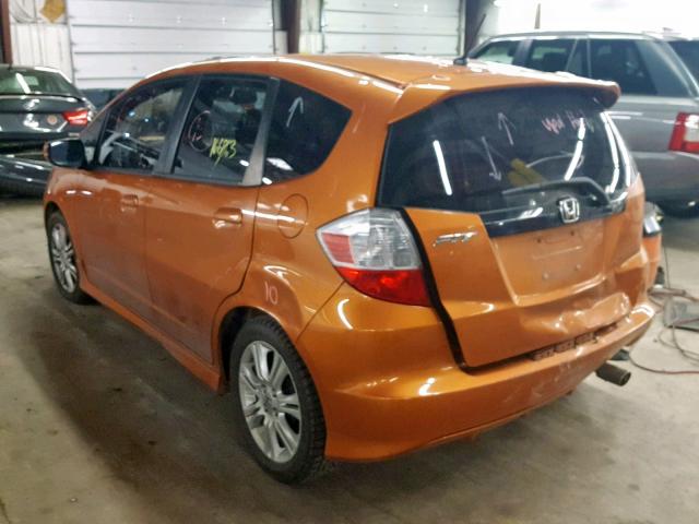 JHMGE88459S033551 - 2009 HONDA FIT SPORT ORANGE photo 3