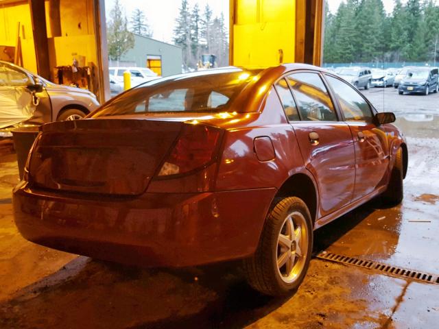 1G8AG52FX4Z215640 - 2004 SATURN ION LEVEL BURGUNDY photo 4