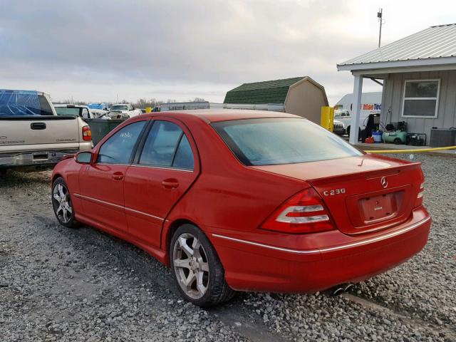 WDBRF52H87F880327 - 2007 MERCEDES-BENZ C 230 RED photo 3