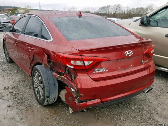 5NPE34AF8FH192514 - 2015 HYUNDAI SONATA SPO RED photo 3