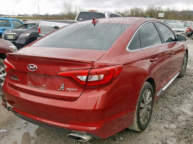 5NPE34AF8FH192514 - 2015 HYUNDAI SONATA SPO RED photo 4