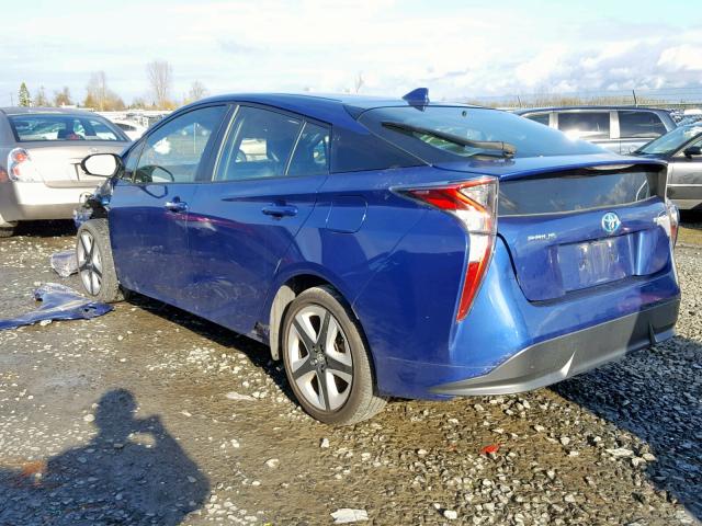 JTDKARFU6G3521351 - 2016 TOYOTA PRIUS BLUE photo 3