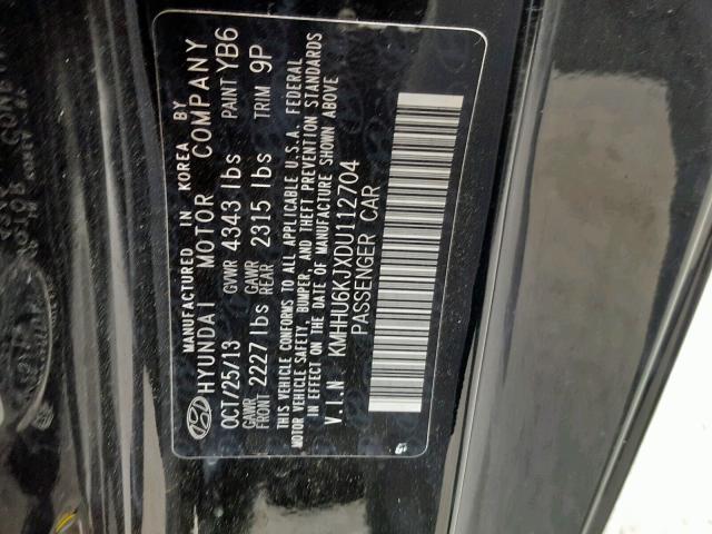 KMHHU6KJXDU112704 - 2013 HYUNDAI GENESIS CO BLACK photo 10