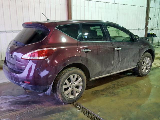 JN8AZ1MW4DW300890 - 2013 NISSAN MURANO S MAROON photo 4