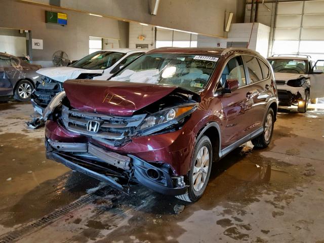 5J6RM3H7XEL016818 - 2014 HONDA CR-V EXL BURGUNDY photo 2