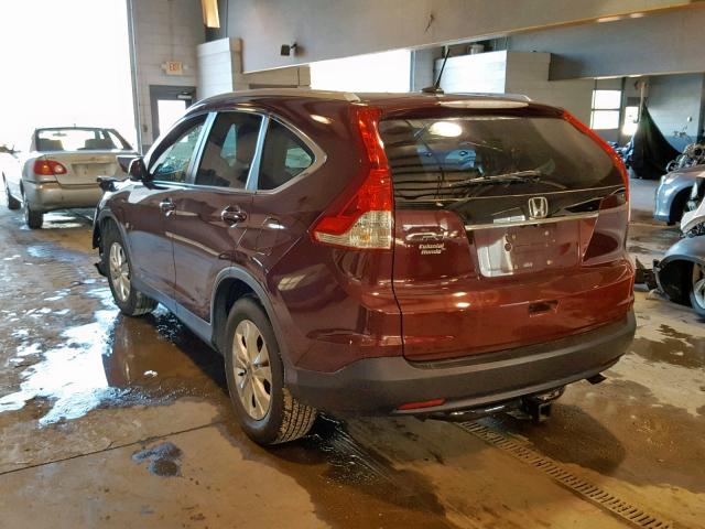 5J6RM3H7XEL016818 - 2014 HONDA CR-V EXL BURGUNDY photo 3