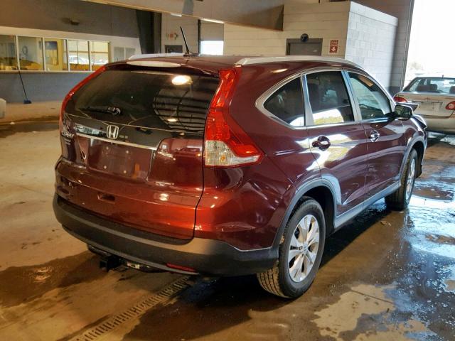 5J6RM3H7XEL016818 - 2014 HONDA CR-V EXL BURGUNDY photo 4