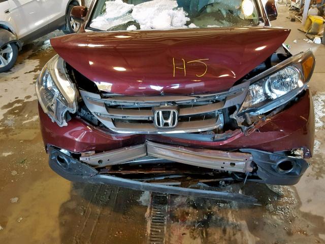 5J6RM3H7XEL016818 - 2014 HONDA CR-V EXL BURGUNDY photo 7