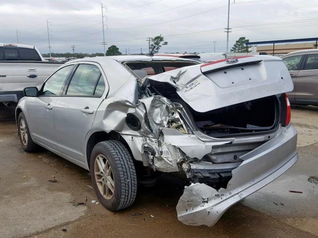 3FAHP0GA3CR349841 - 2012 FORD FUSION S SILVER photo 3