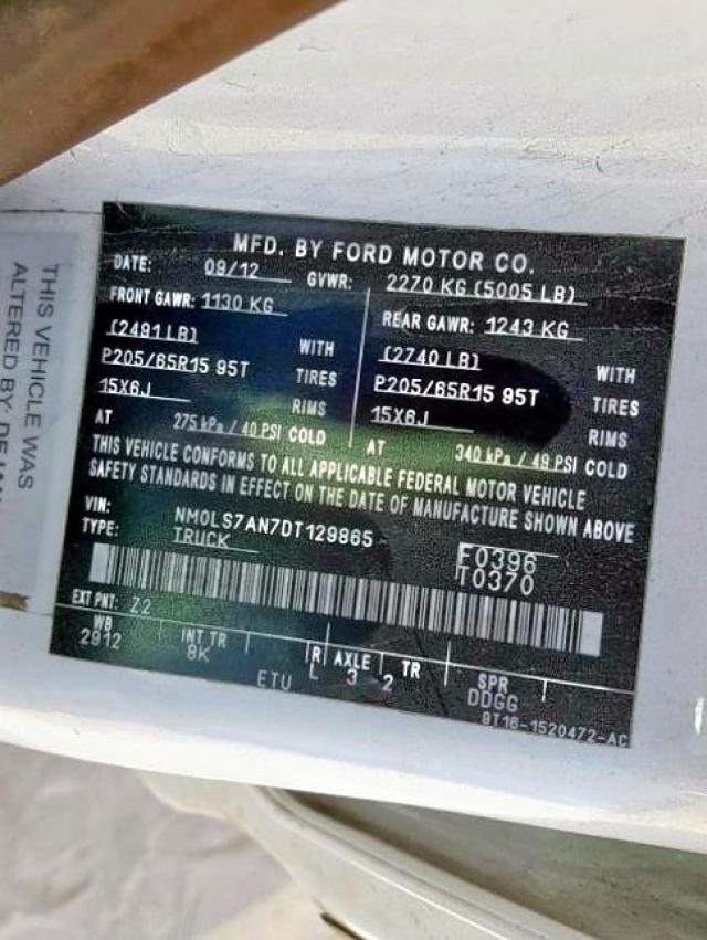 NM0LS7BN7DT173346 - 2013 FORD TRANSIT CO WHITE photo 10