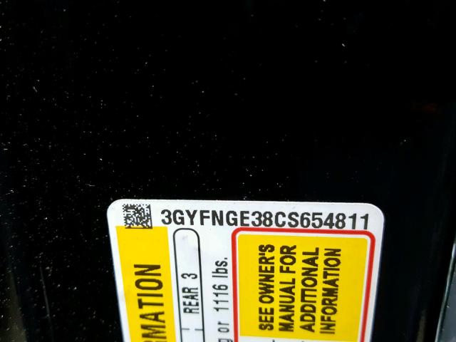 3GYFNGE38CS654811 - 2012 CADILLAC SRX BLACK photo 10