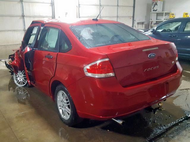 1FAHP3FN0BW201759 - 2011 FORD FOCUS SE BURGUNDY photo 3