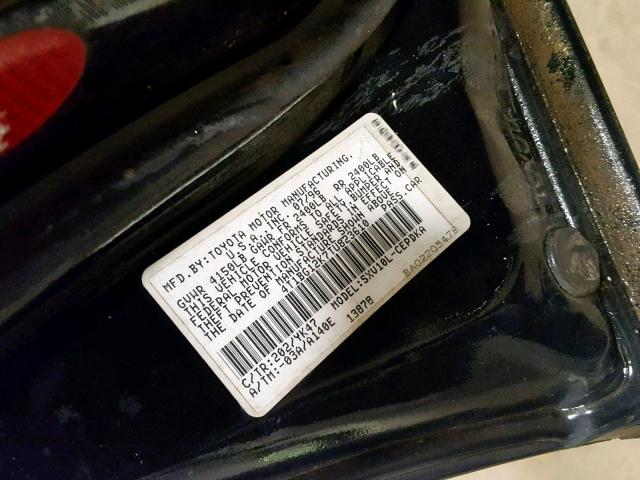 4T1BG12K7TU823610 - 1996 TOYOTA CAMRY DX BLACK photo 10