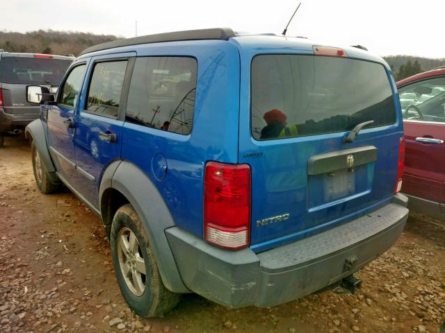 1D8GT28K07W659664 - 2007 DODGE NITRO SXT BLUE photo 3