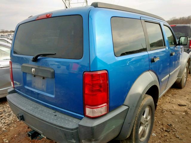 1D8GT28K07W659664 - 2007 DODGE NITRO SXT BLUE photo 4