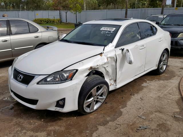 JTHBF5C22B5138337 - 2011 LEXUS IS 250 WHITE photo 2