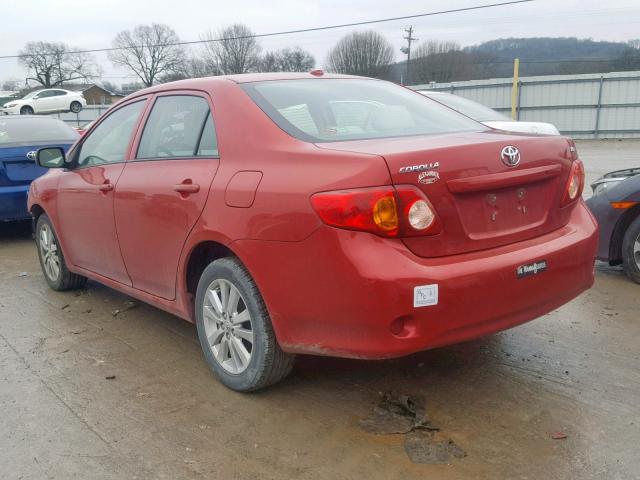 2T1BU40E99C171297 - 2009 TOYOTA COROLLA BA RED photo 3