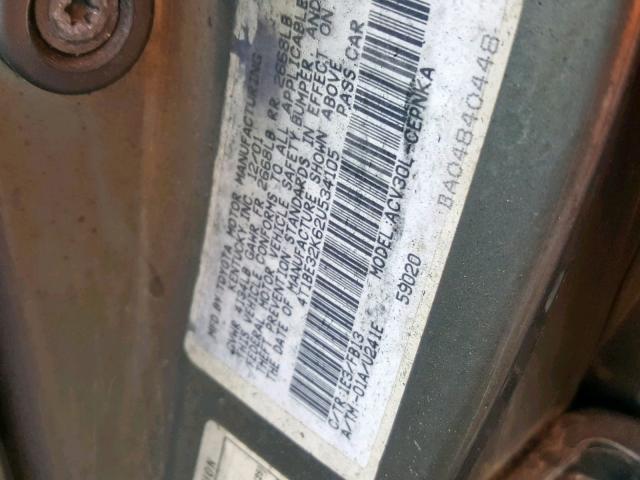 4T1BE32K62U534105 - 2002 TOYOTA CAMRY BURN photo 10