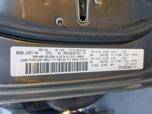 1D3HV18P39S752067 - 2009 DODGE RAM 1500 GRAY photo 10