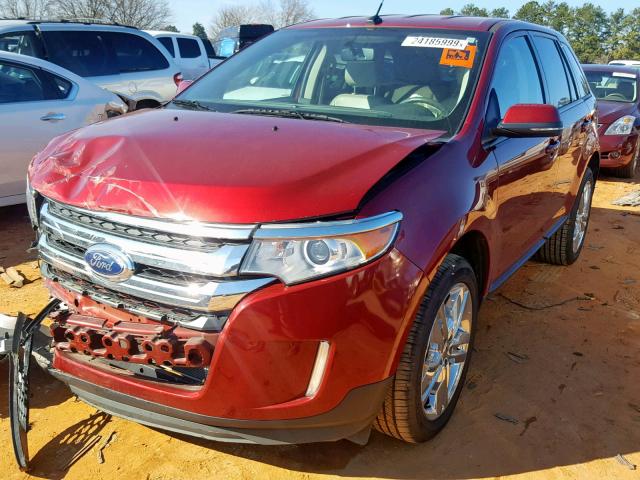 2FMDK3JC1DBE09985 - 2013 FORD EDGE SEL RED photo 2