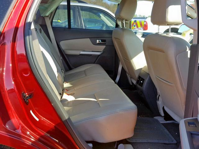 2FMDK3JC1DBE09985 - 2013 FORD EDGE SEL RED photo 6